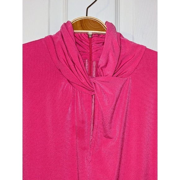 Michael Kors Pink Twist Blouse Mock‎ Neck Cap Sleeve Top Size L NWT $88 - Picture 8 of 11